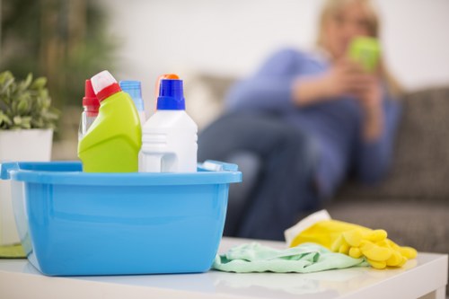 Local cleaners preparing a flat for final inspection in N22